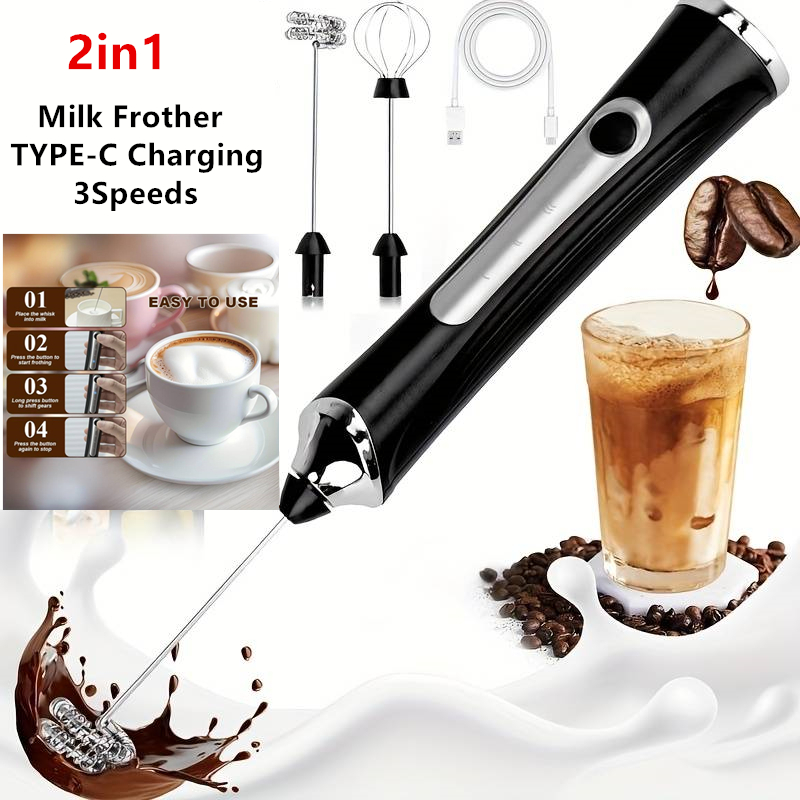 Electric Milk Frother Handheld - Wireless Electric Milk Frother Foamer And