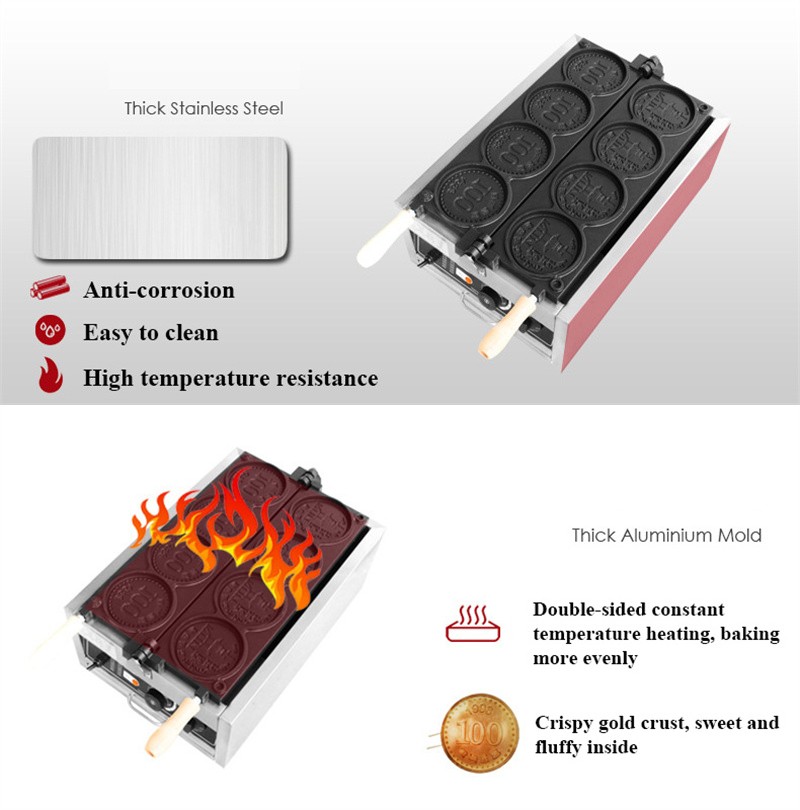 4pcs Small Gold Coin Bread Waf - Mini Waffle Maker Machine recension och pris