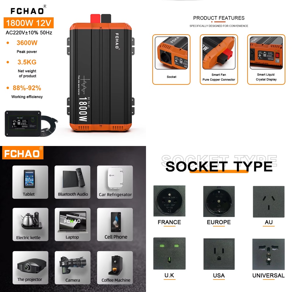 1800W Power Inverter DC 12V to - Home Appliances recension och pris